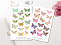 Preview: Schmetterlinge bunt Sticker Set